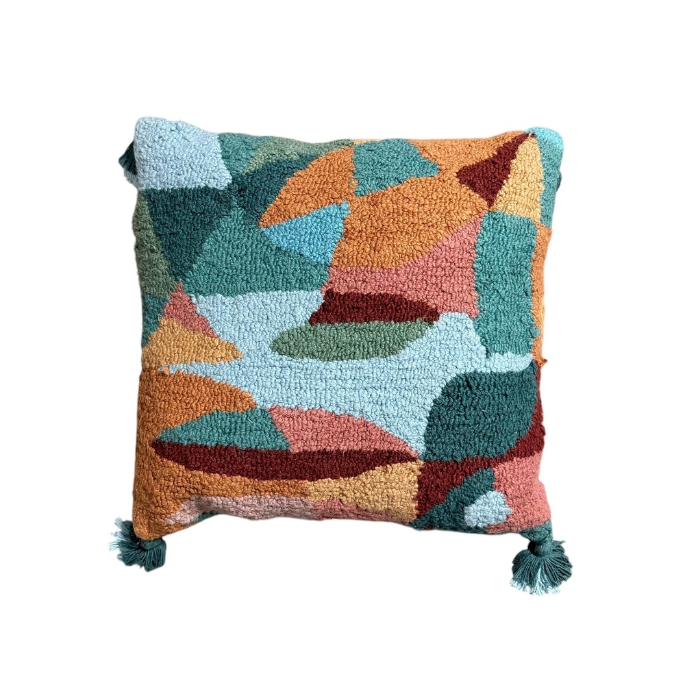 Opalhouse Abstract Punch Needle Boho Throw Pillow Teal Terracotta Geometric
